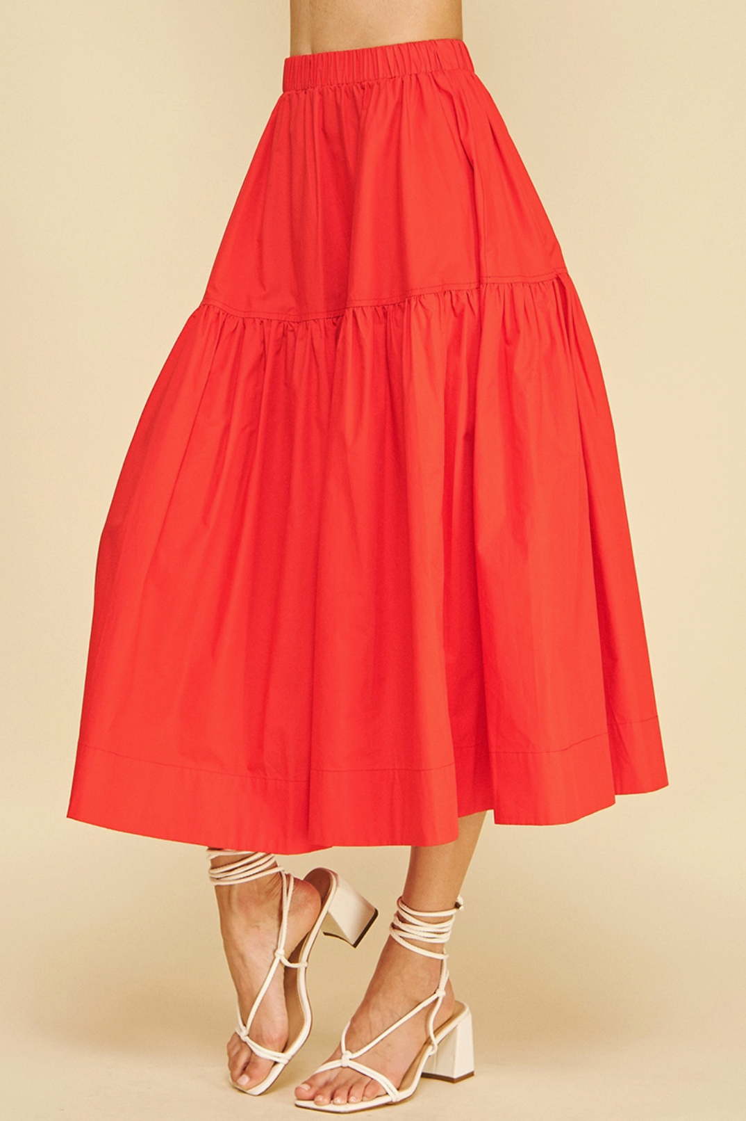 Poplin Tiered Midi Skirt Pinch