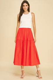 Poplin Tiered Midi Skirt Pinch