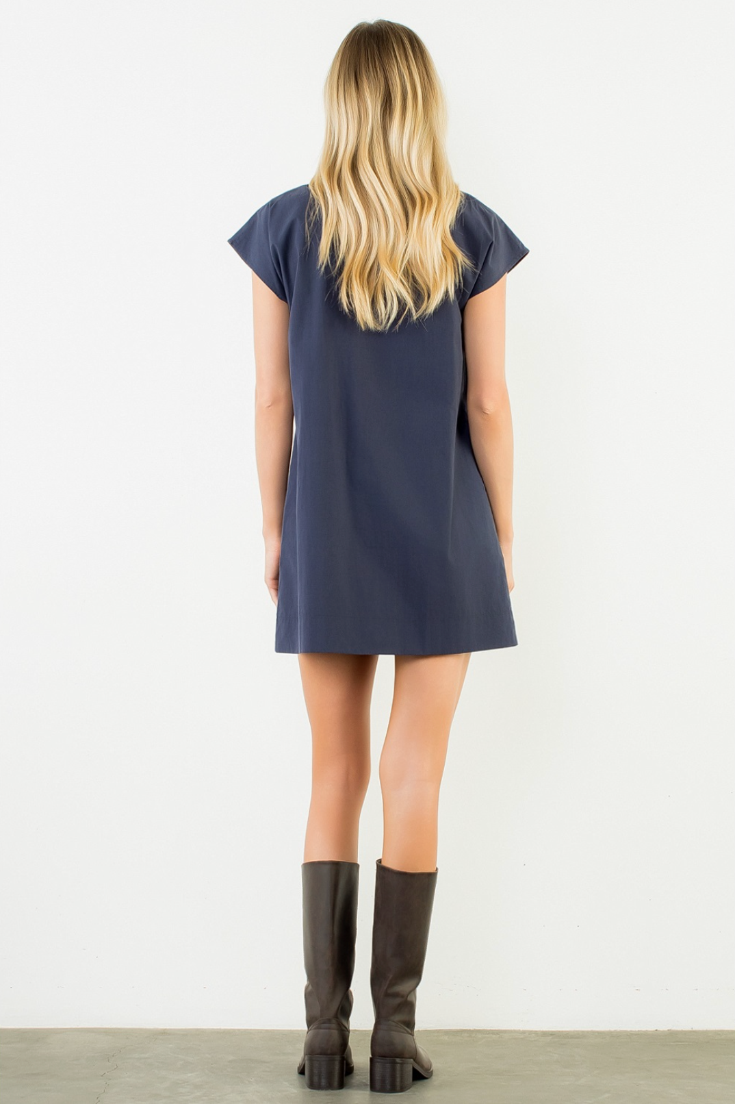 Button Down Collared Shirt Dress THML