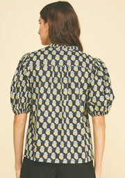 Paisley Print V-Neck Top Pinch