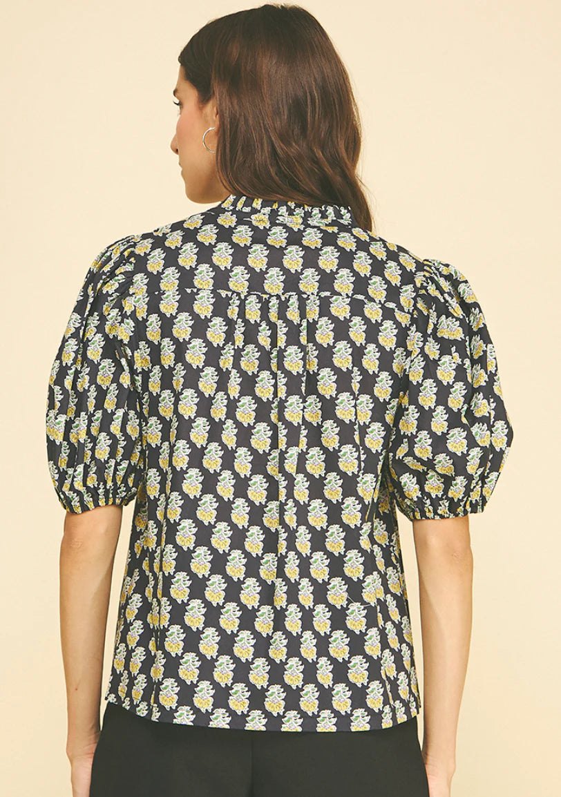 Paisley Print V-Neck Top Pinch