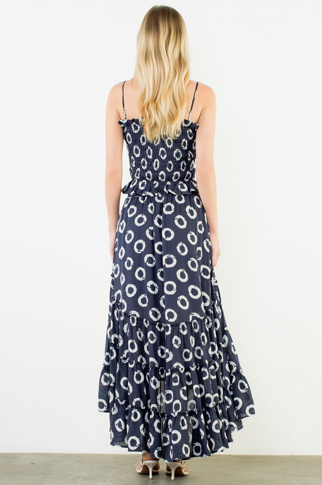 Elastic Waist Skirt with Print and Ruffles THML