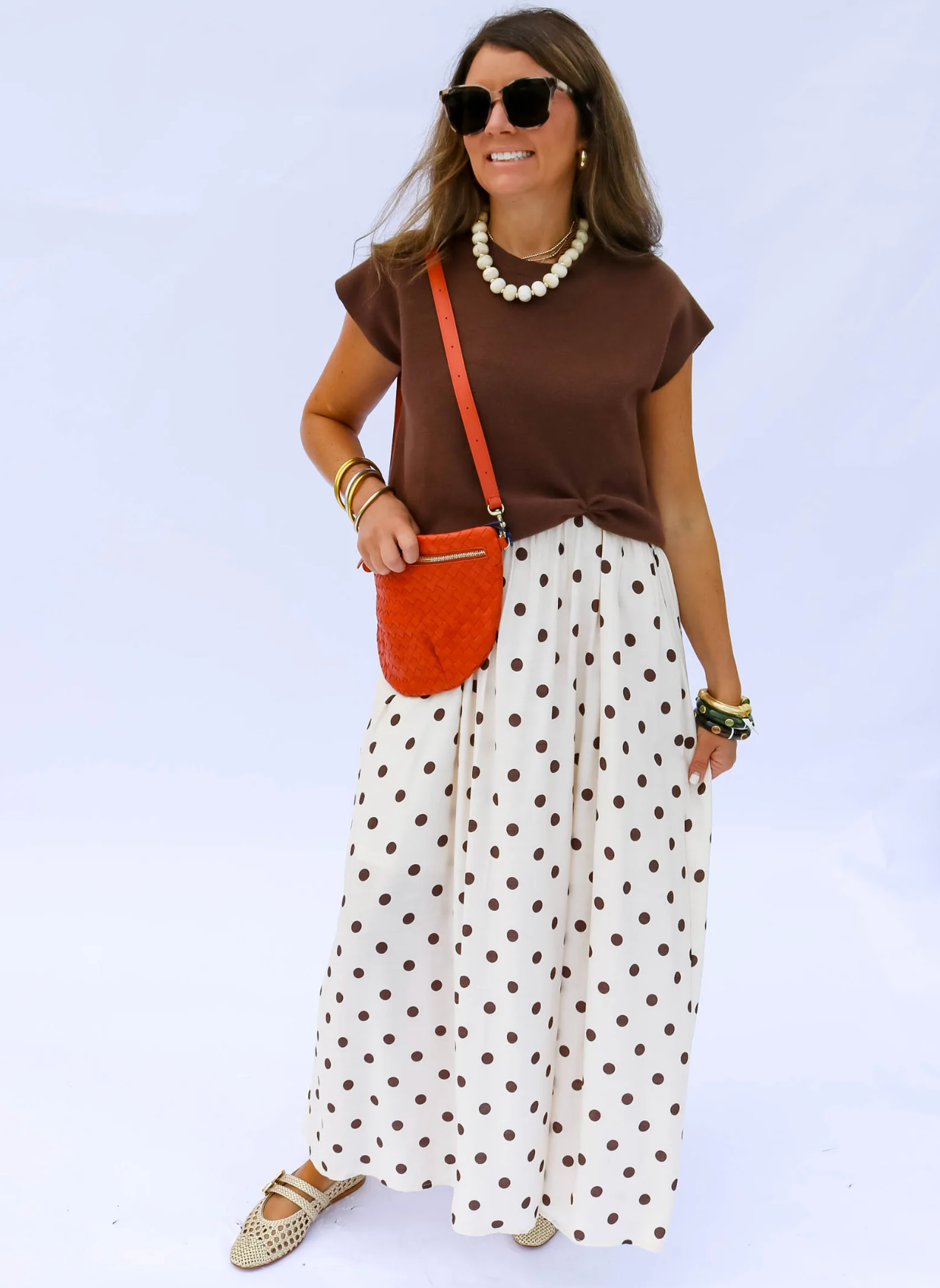 Layered Polka Dot Midi Dress Entro