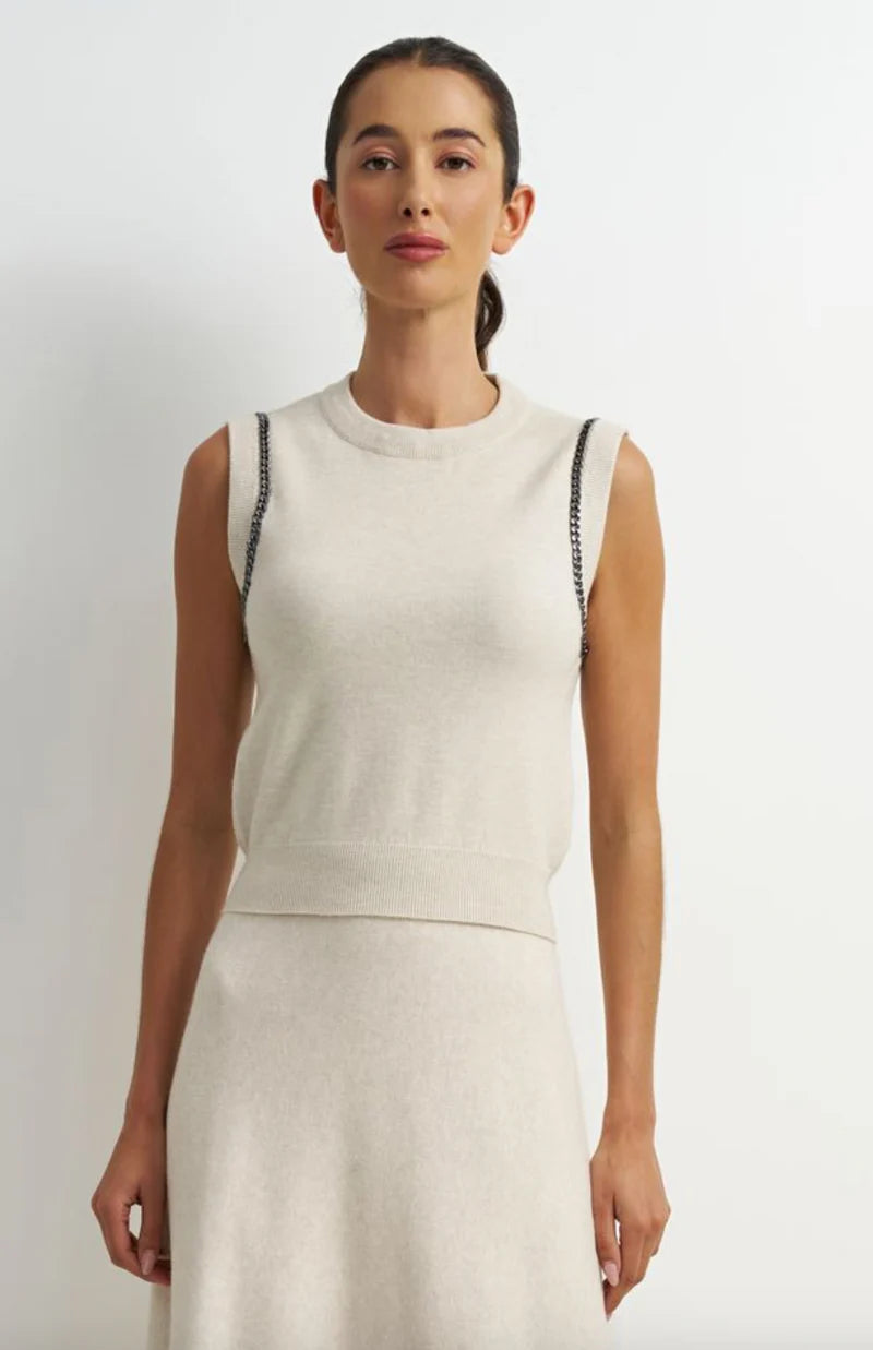 Arlo Sleeveless Chain Sleeve Sweater Astrid