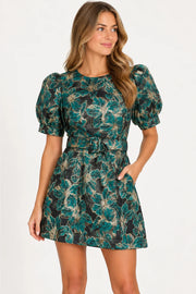 Alejandra Jacquard Puff Sleeve Mini Dress Ciebon