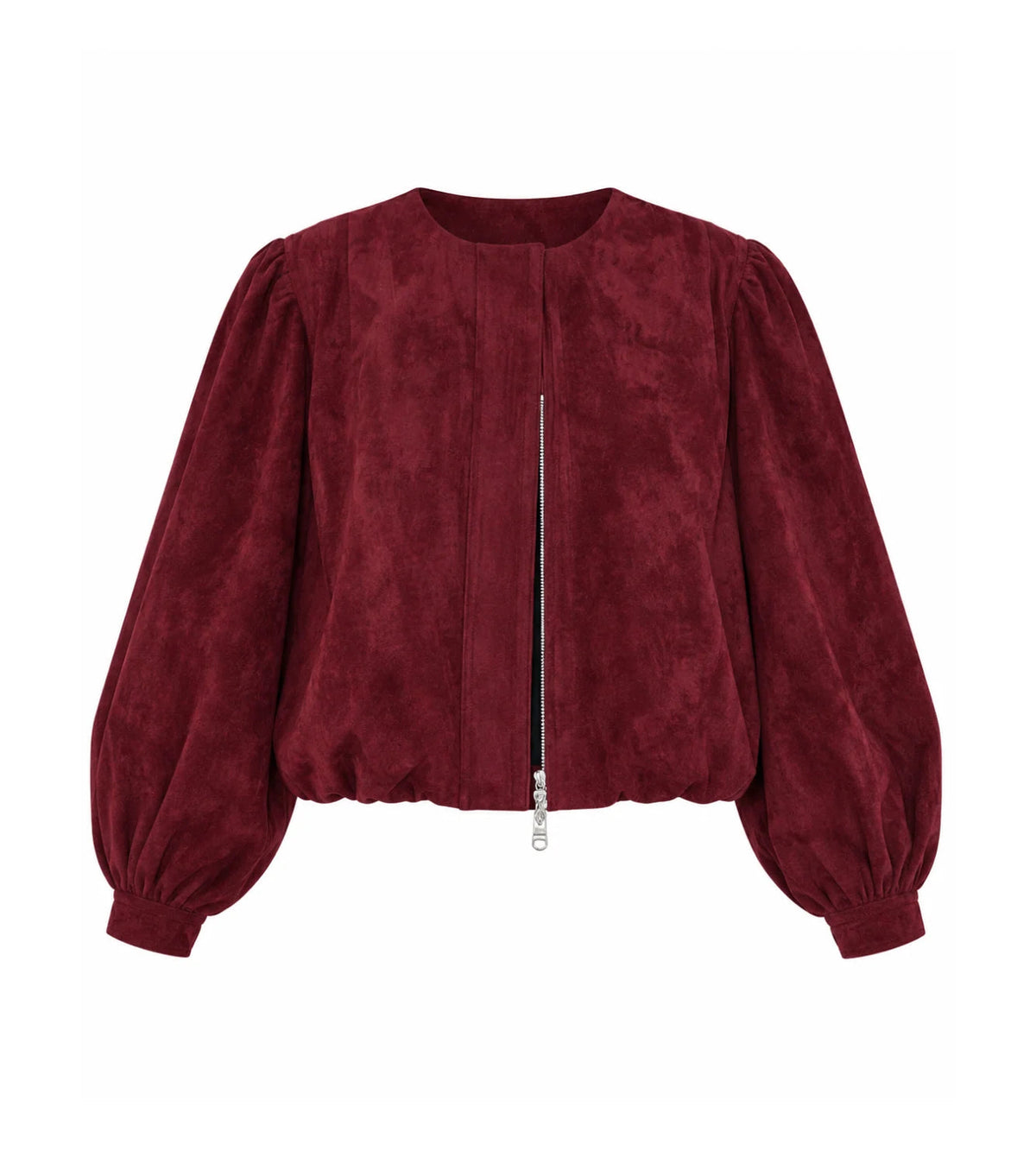 Donna Faux Suede Bubble Hem Jacket Ciebon