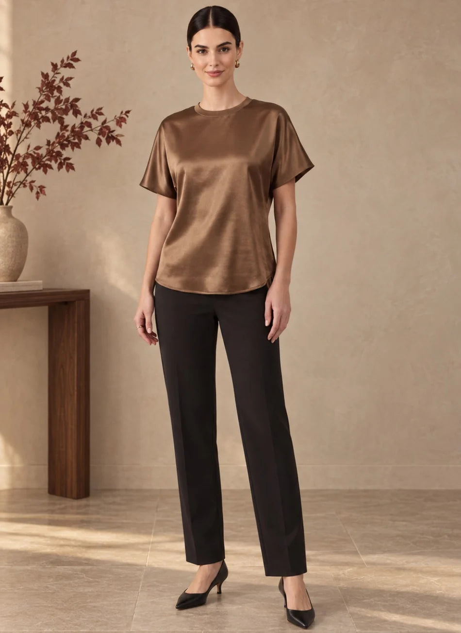 Satin Short Sleeve T-Shirt Top Current Air
