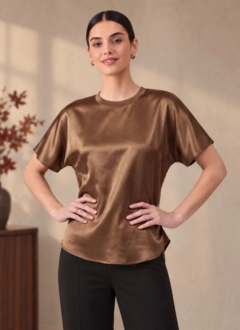 Satin Short Sleeve T-Shirt Top Current Air