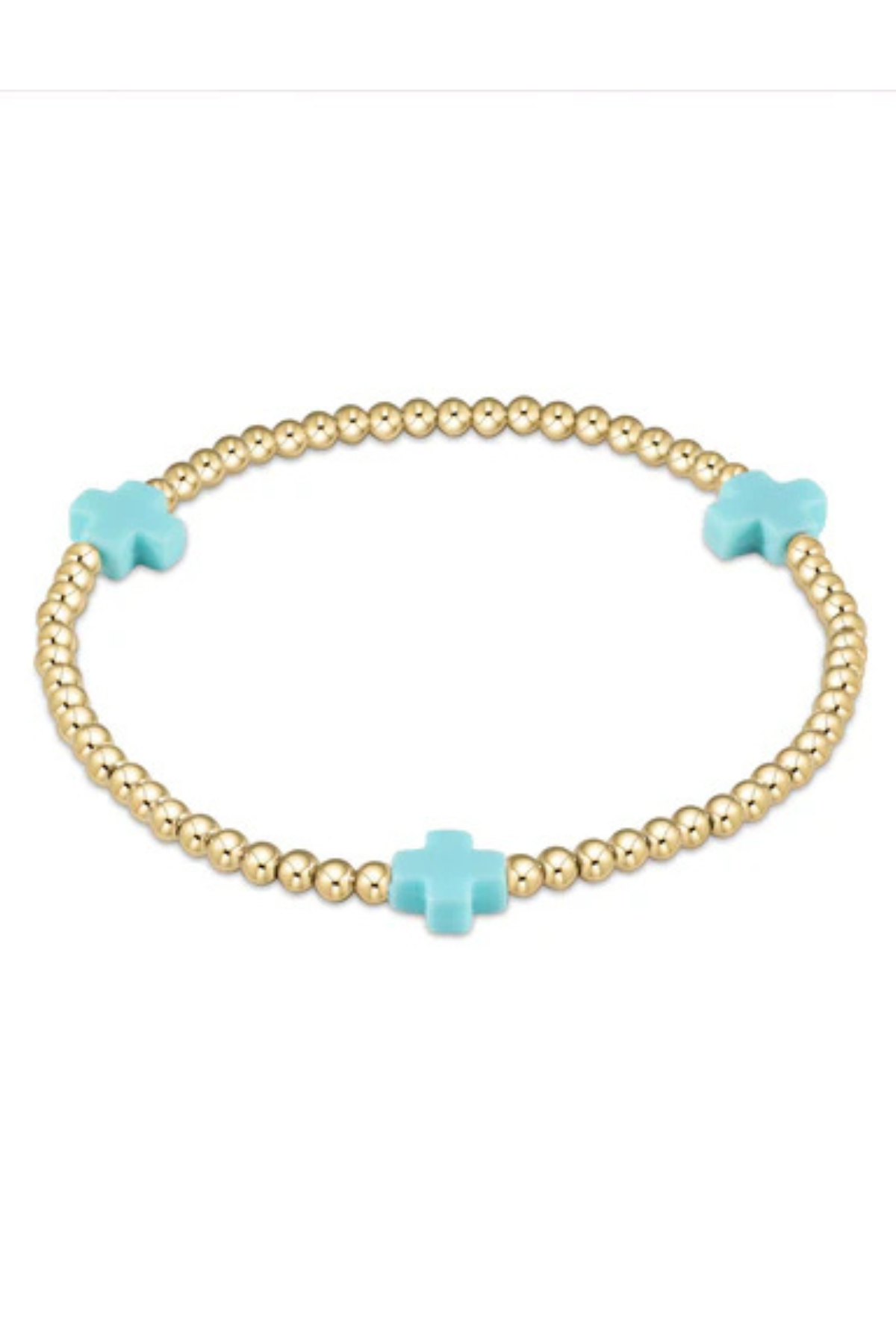 EGIRL SIG CROSS GOLD 3MM BRACELET TURQ enewton