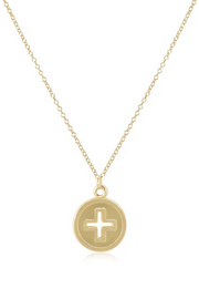 16" Necklace Gold - Signature Cross Gold Disc | enewton enewton