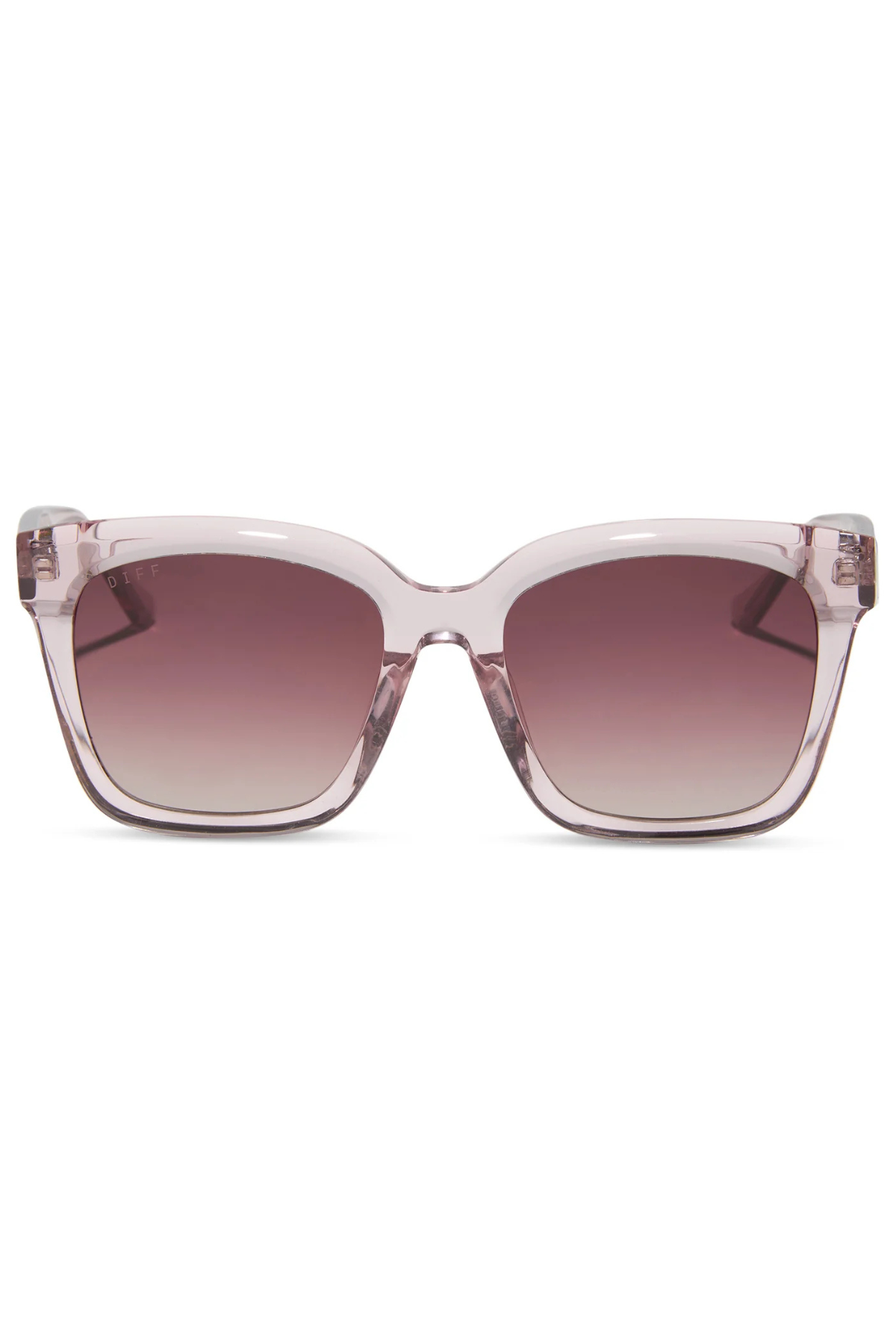 Meredith Square Sunglasses in Light Pink Crystal/Wine Gradient | Diff Eyewear Diff Eyewear