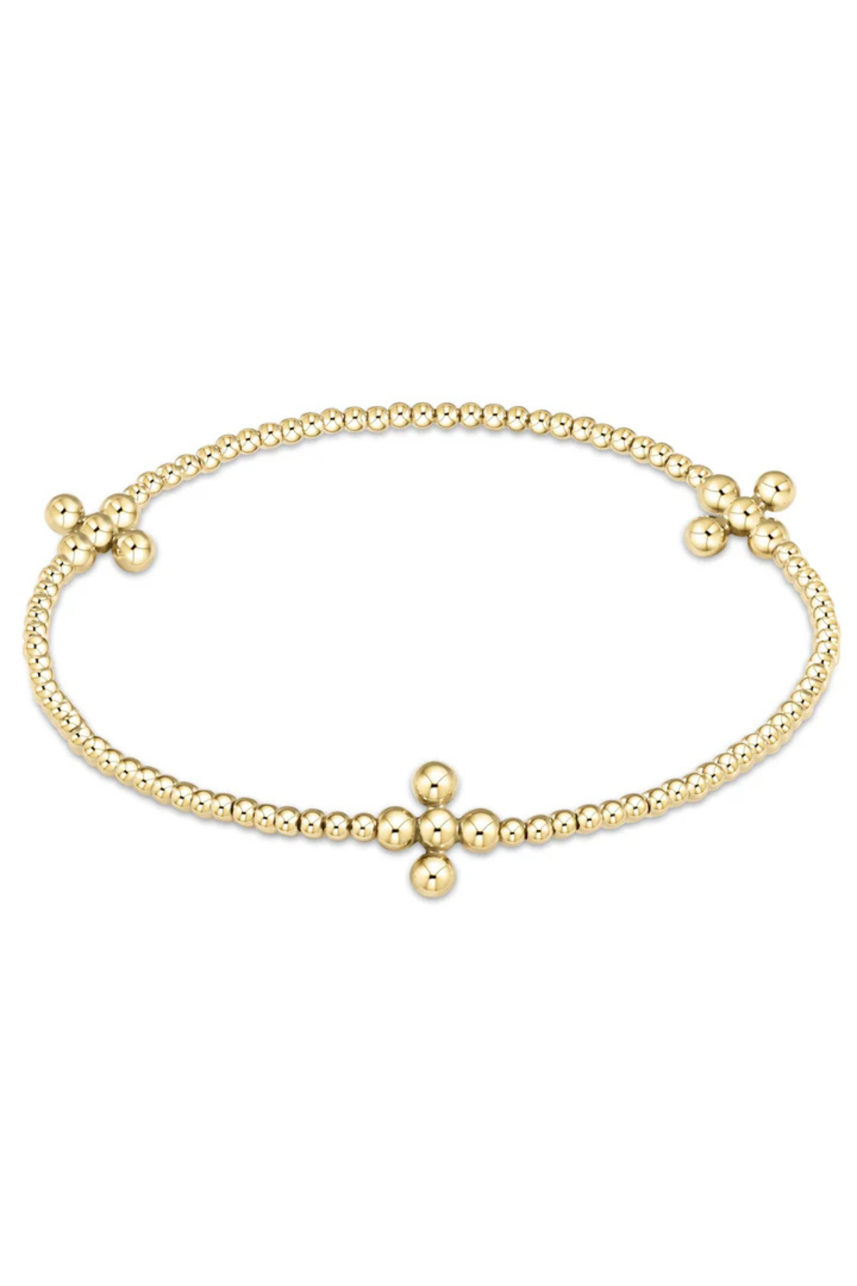 Signature Cross Gold Pattern 2mm Bead Bracelet | enewton enewton