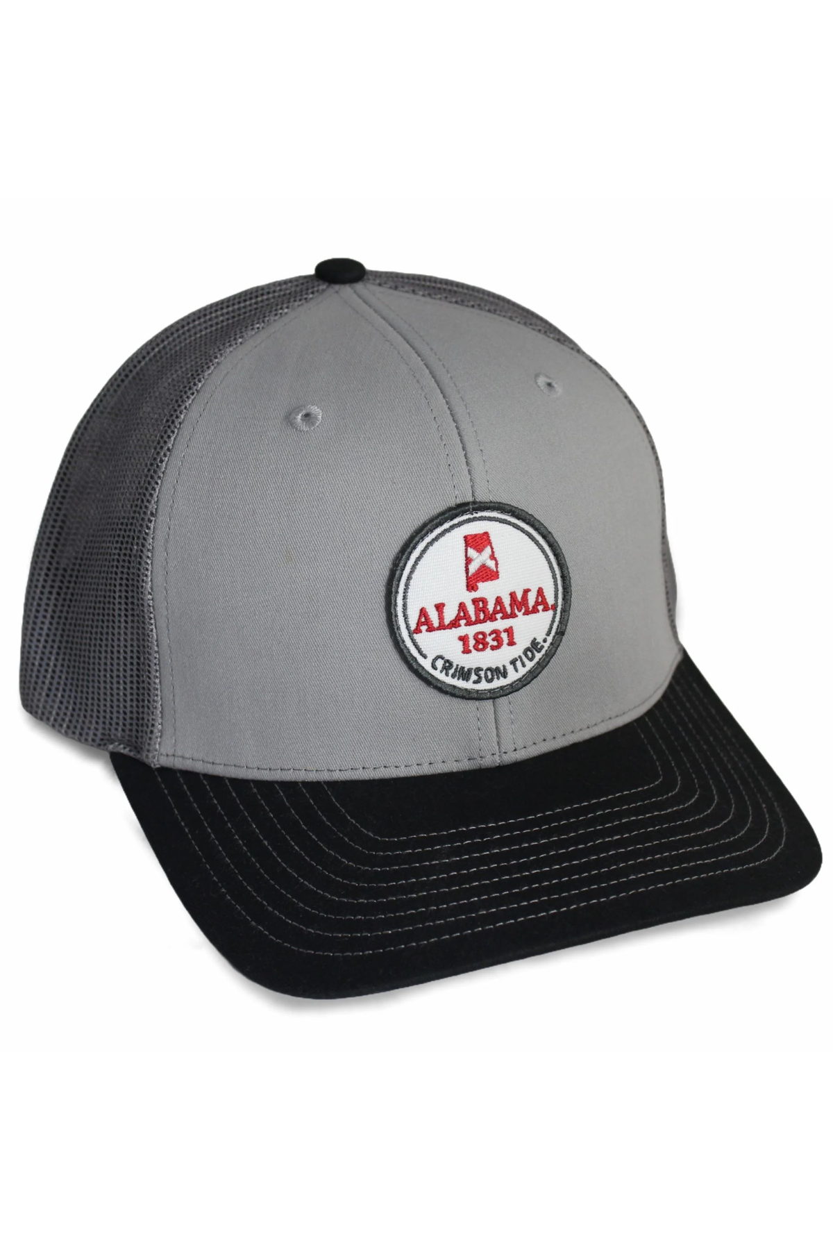Circle Badge Patch Trucker Hat in Black Tuskwear Collection