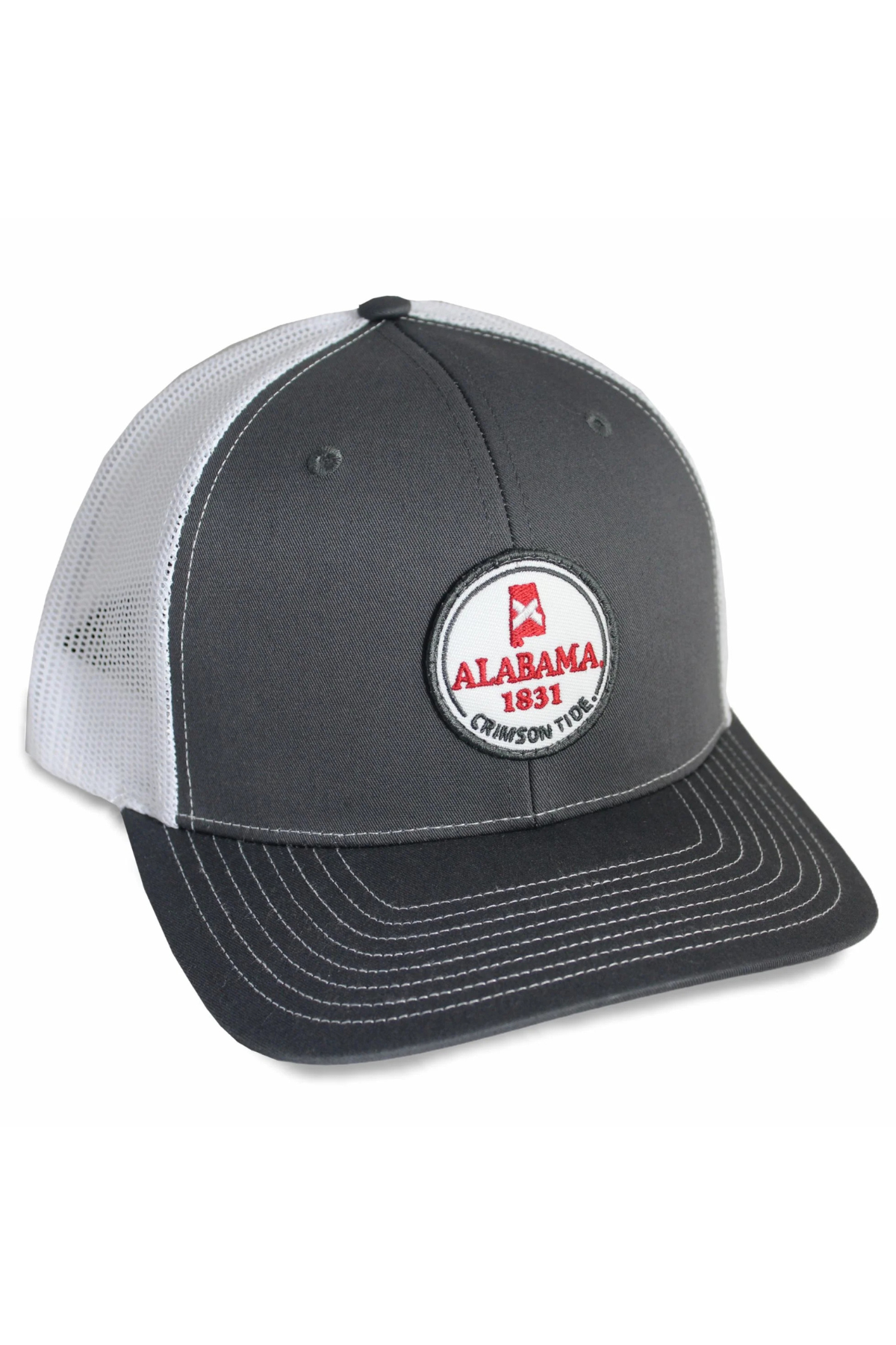 Circle Badge Patch Trucker Hat in Charcoal Tuskwear Collection