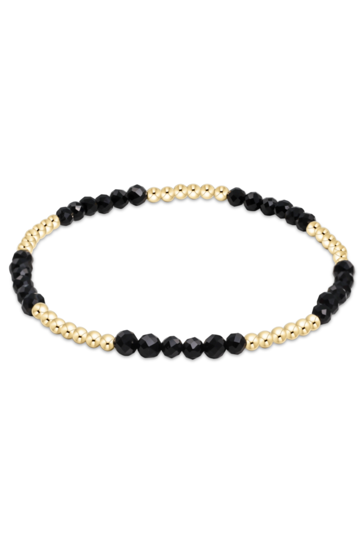 Blissful Pattern 2.5mm Bead Bracelet - Faceted Onyx/Gold | enewton enewton