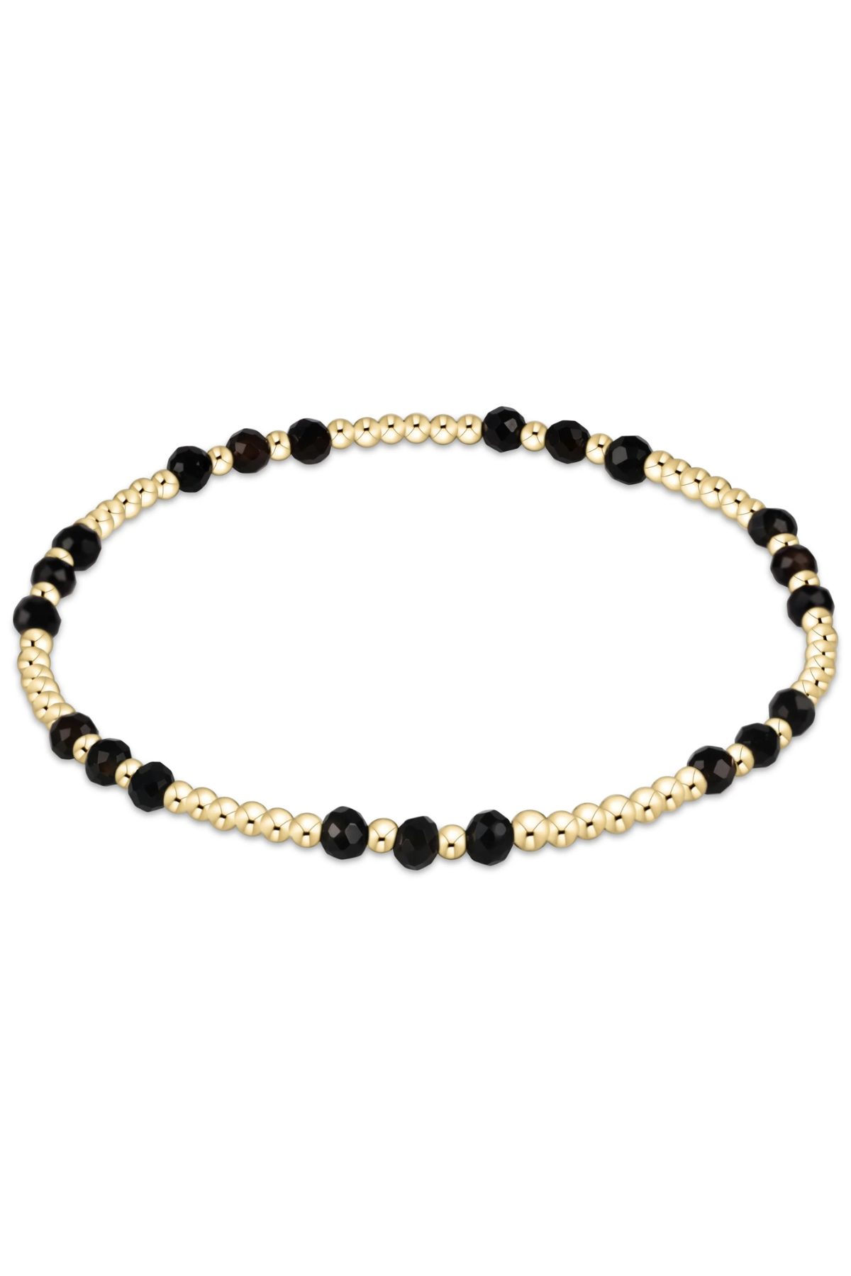 Gemstone Gold Joy Pattern 3mm Bead Bracelet - Faceted Onyx | enewton enewton