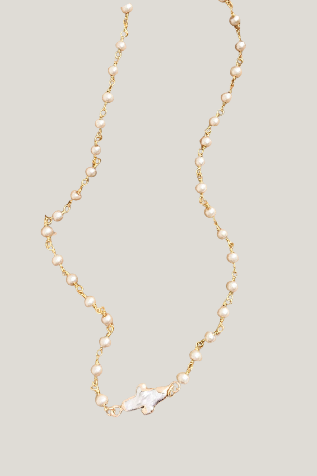 Pearl Bezel Cross Rosary Necklace Virtue Jewelry