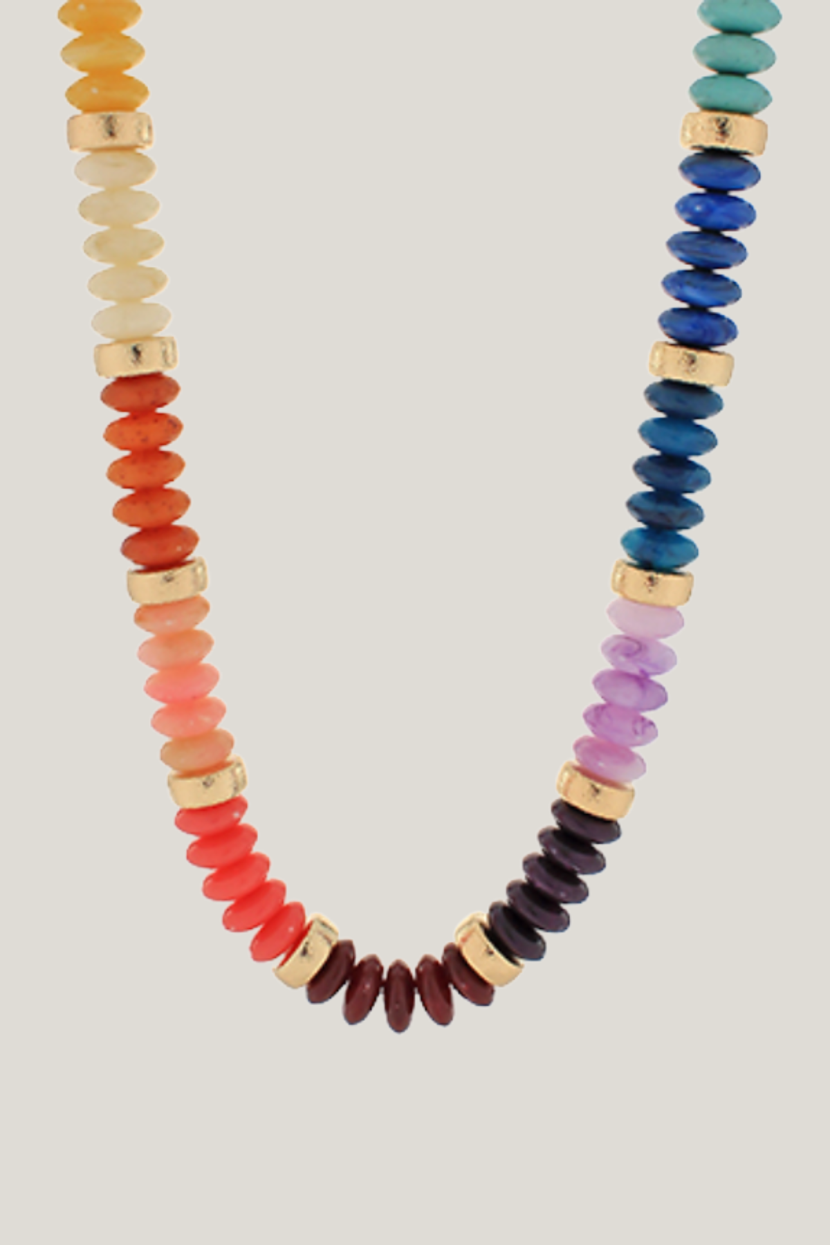 Wide Bead Stone Necklace Golden Stella