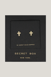 Gold Dipped Cross Stud Earrings Golden Stella