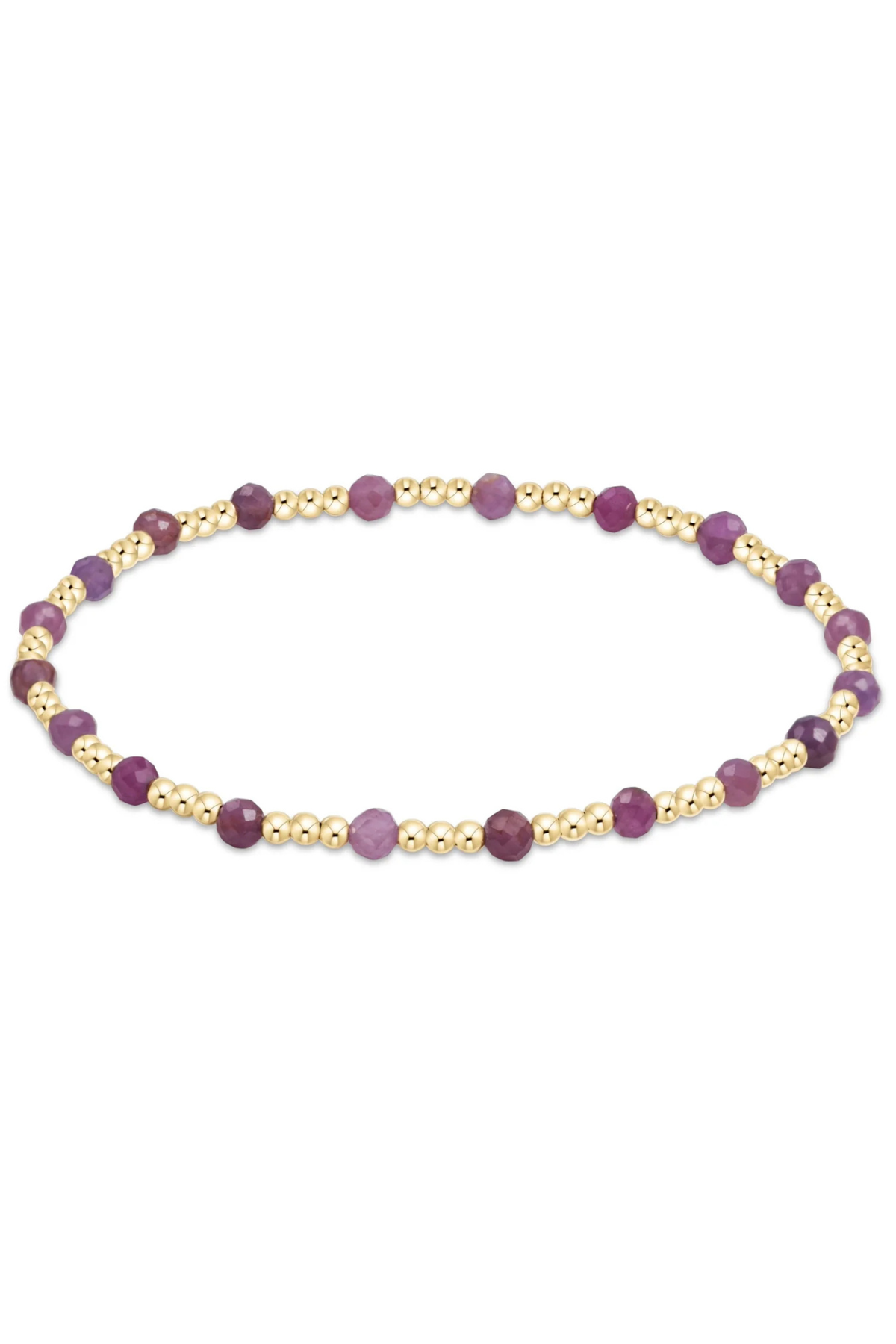 Extends Gemstone Gold Sincerity Pattern 3mm Bead Bracelet - Ruby | enewton enewton