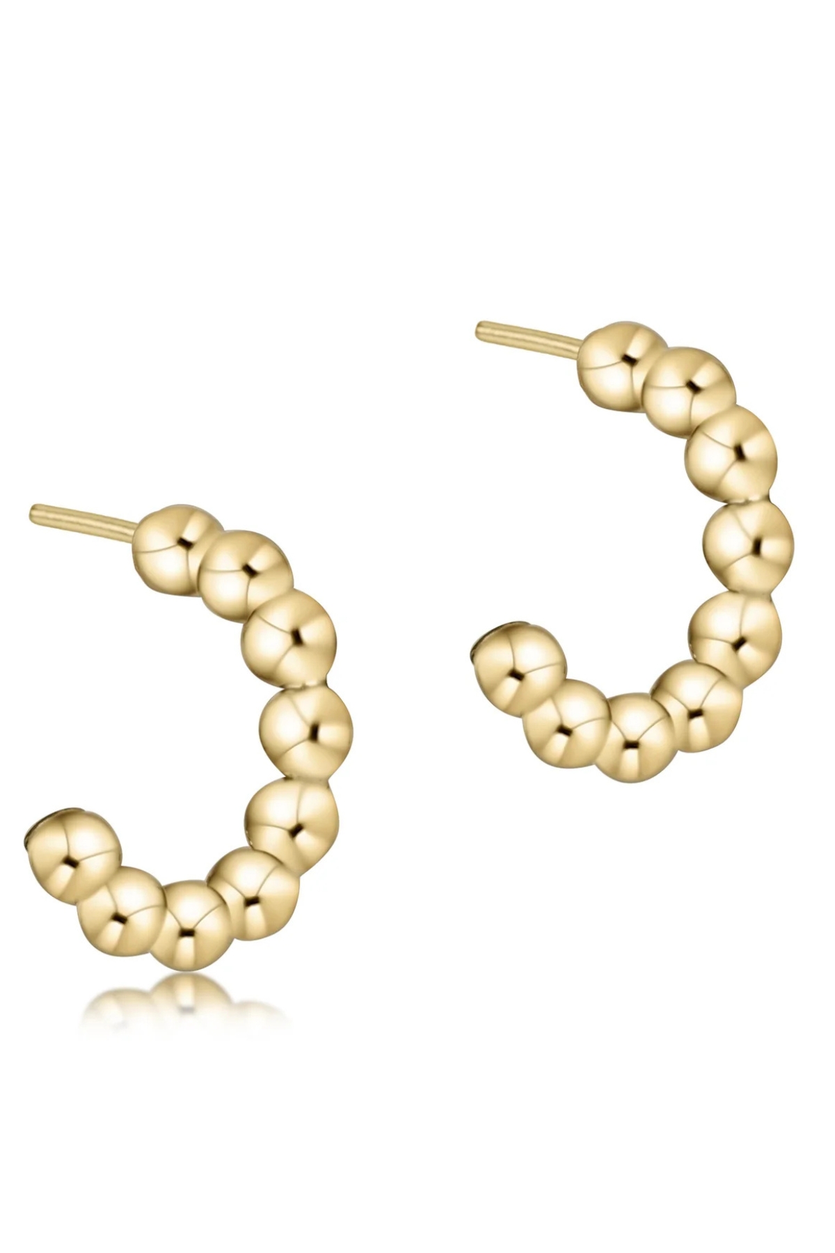 Beaded Classic 1" Post Hoop - 4mm Gold | enewton