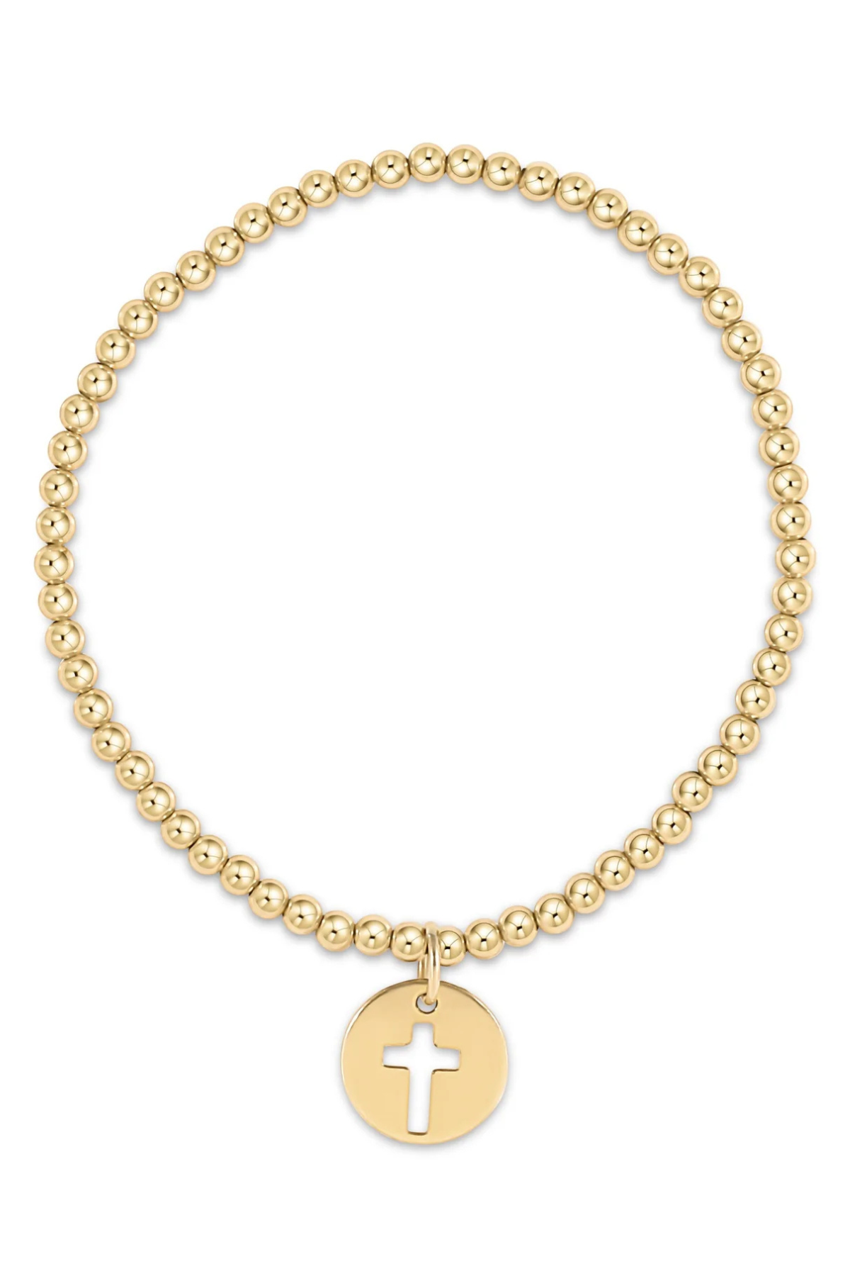 Extends Classic Gold 3mm Bead Bracelet - Blessed Gold Disc | enewton enewton