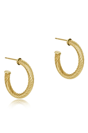 Round Gold 1.125" Post Hoop - 4mm - Textured Twist | enewton enewton