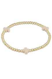Extends Signature Cross Gold Pattern 3mm Bead Bracelet - Off White | enewton enewton