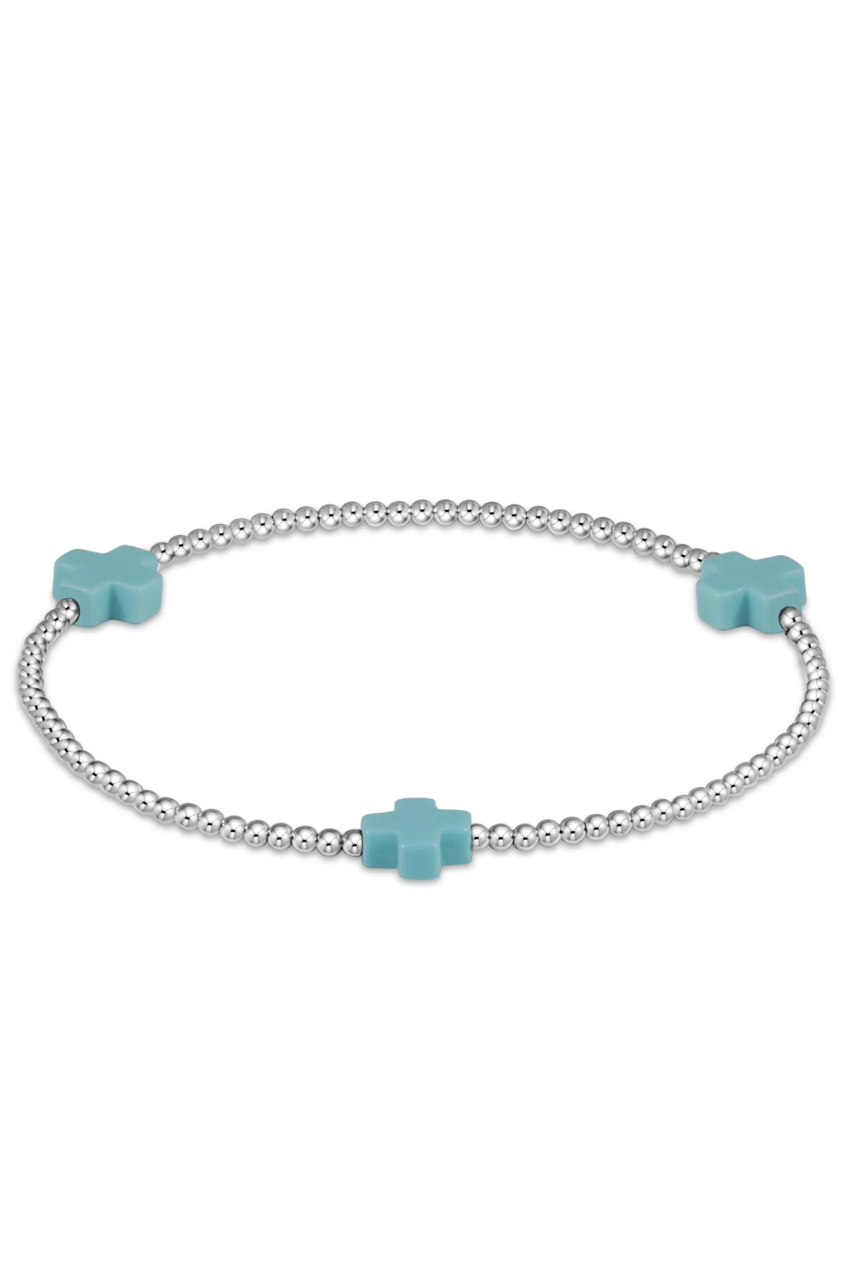 Signature Cross Sterling 3mm Bead Bracelet - Turquoise | enewton enewton