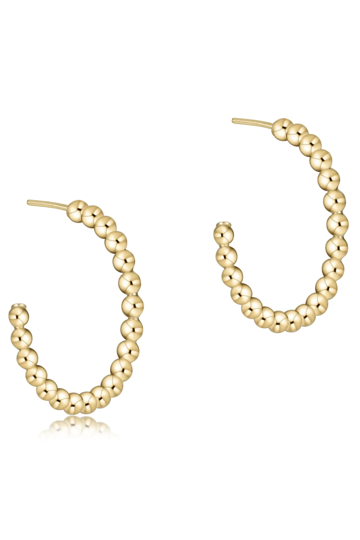 Beaded Classic 1.25" Post Hoop - 4mm Gold | enewton enewton
