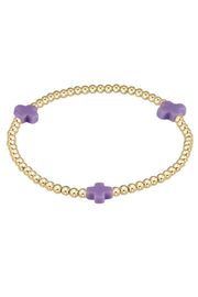 Signature Cross Gold Pattern 3mm Bead Bracelet - Purple | enewton enewton