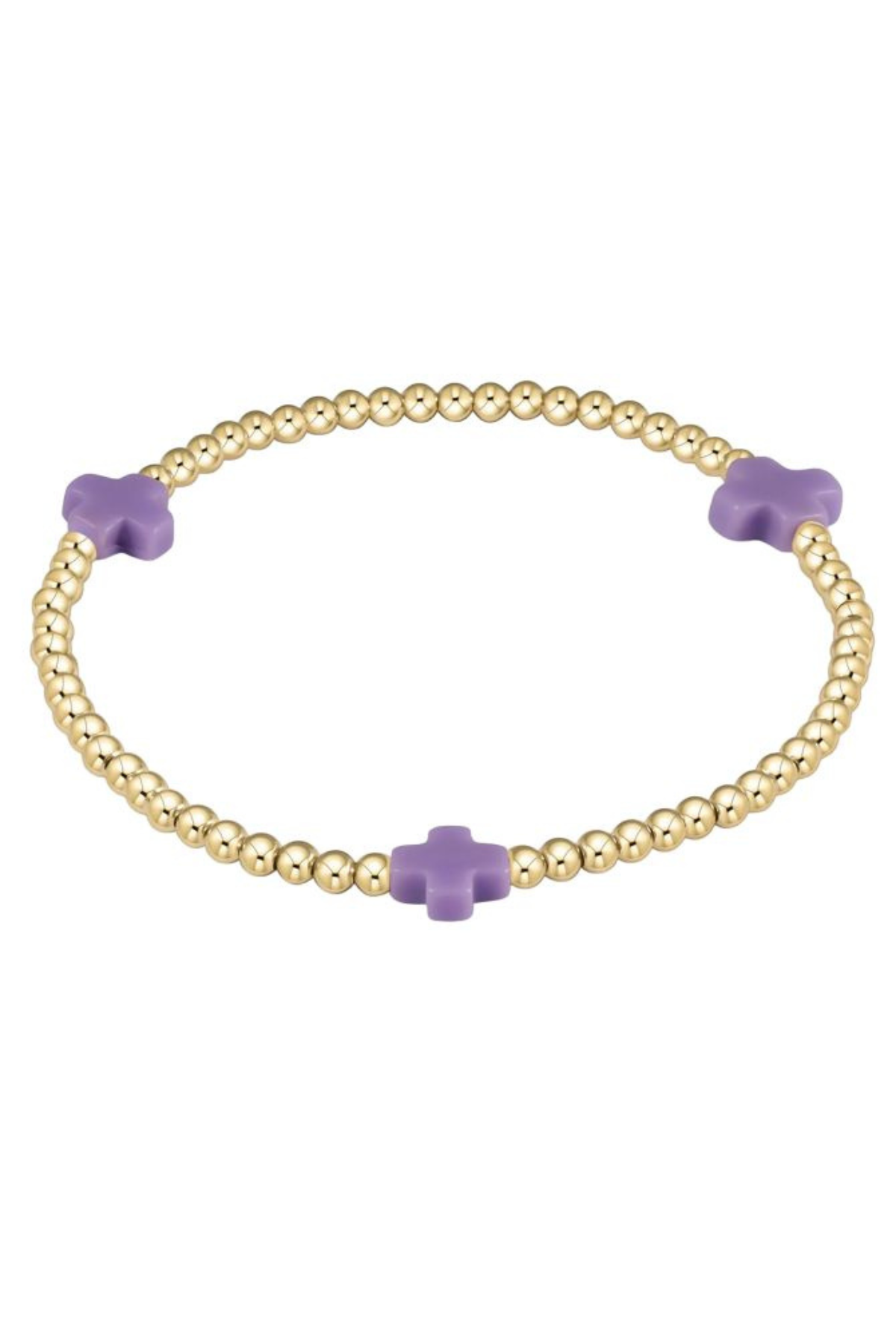 Signature Cross Gold Pattern 3mm Bead Bracelet - Purple | enewton enewton