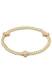 Signature Cross Gold Pattern 3mm Bead Bracelet - Gold | enewton enewton