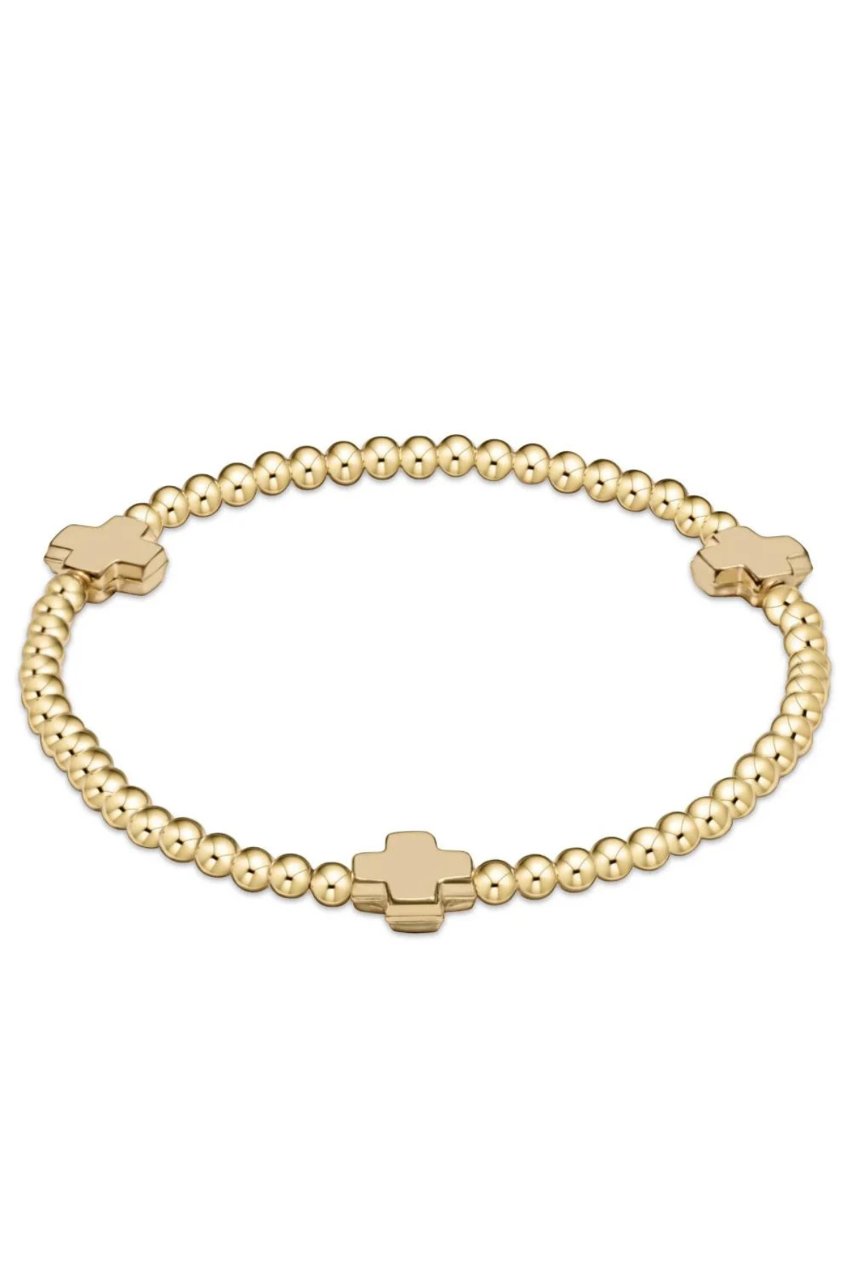 Signature Cross Gold Pattern 3mm Bead Bracelet - Gold | enewton enewton