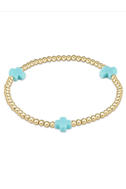 egirl Signature Cross Gold Pattern 3mm Bead Bracelet - Mint | enewton enewton