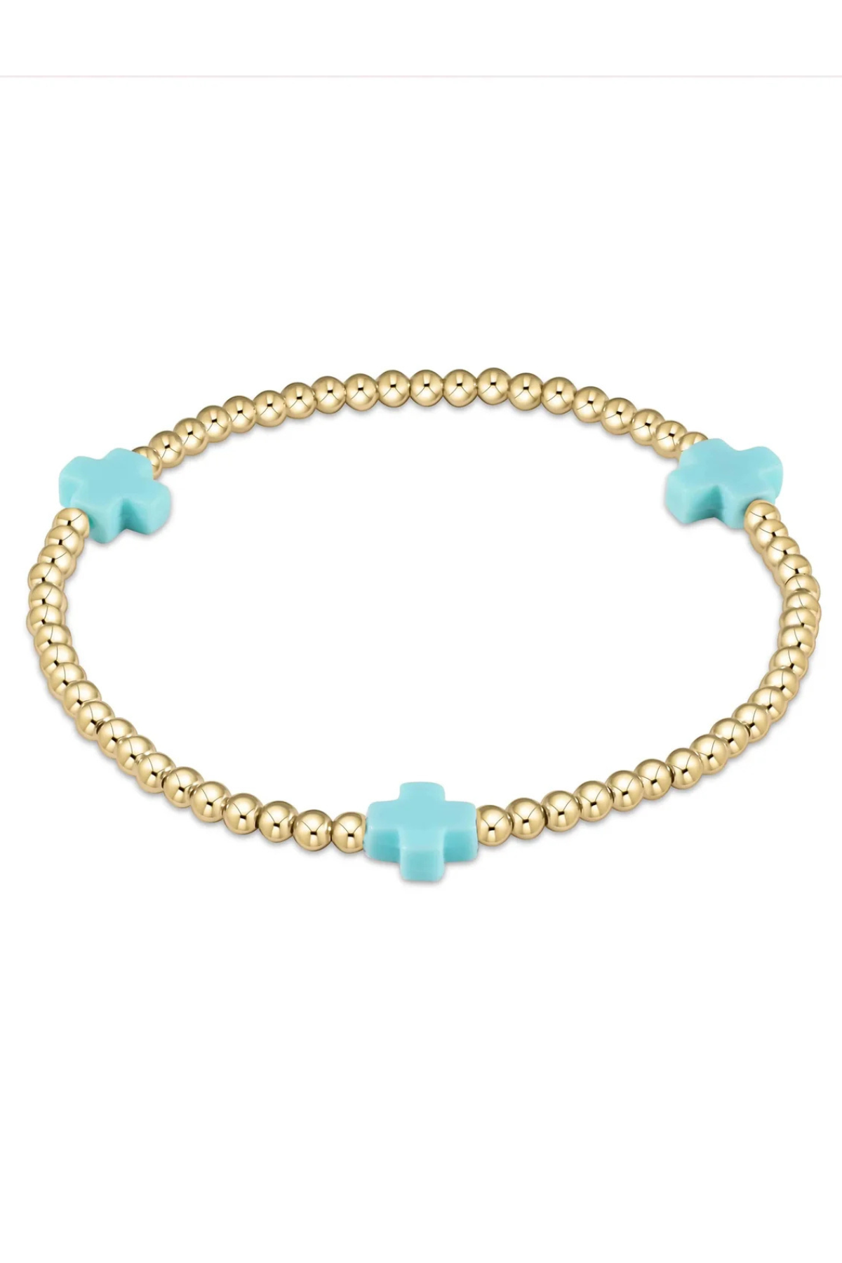 egirl Signature Cross Gold Pattern 3mm Bead Bracelet - Mint | enewton enewton