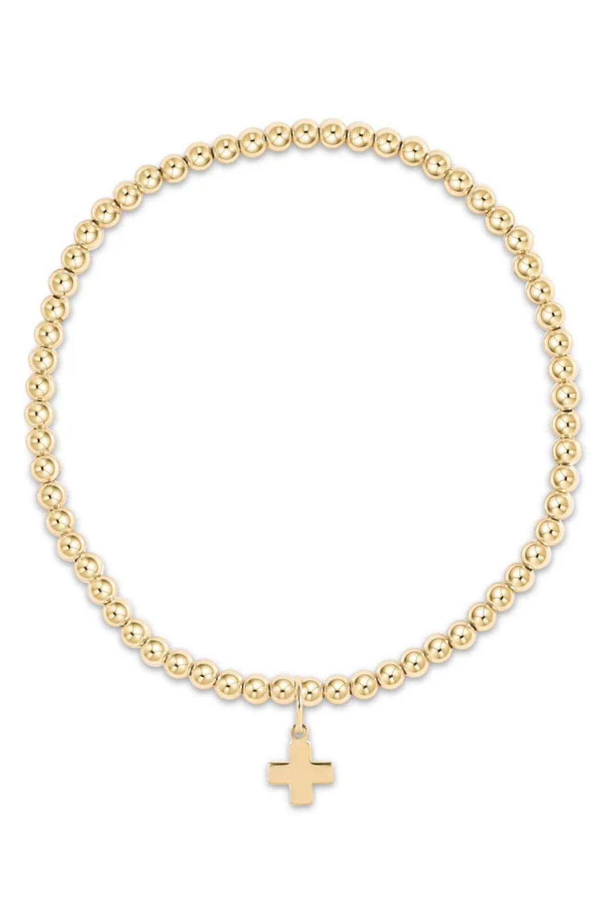 egirl 3mm Beaded Bracelet with Signature Cross Gold Charm | enewton enewton