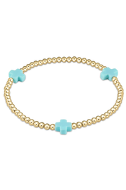 Signature Cross Gold Pattern 3mm Bead Bracelet - Turquoise | enewton enewton