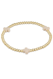 Signature Cross Gold Pattern 3mm Bead Bracelet - Off White | enewton enewton