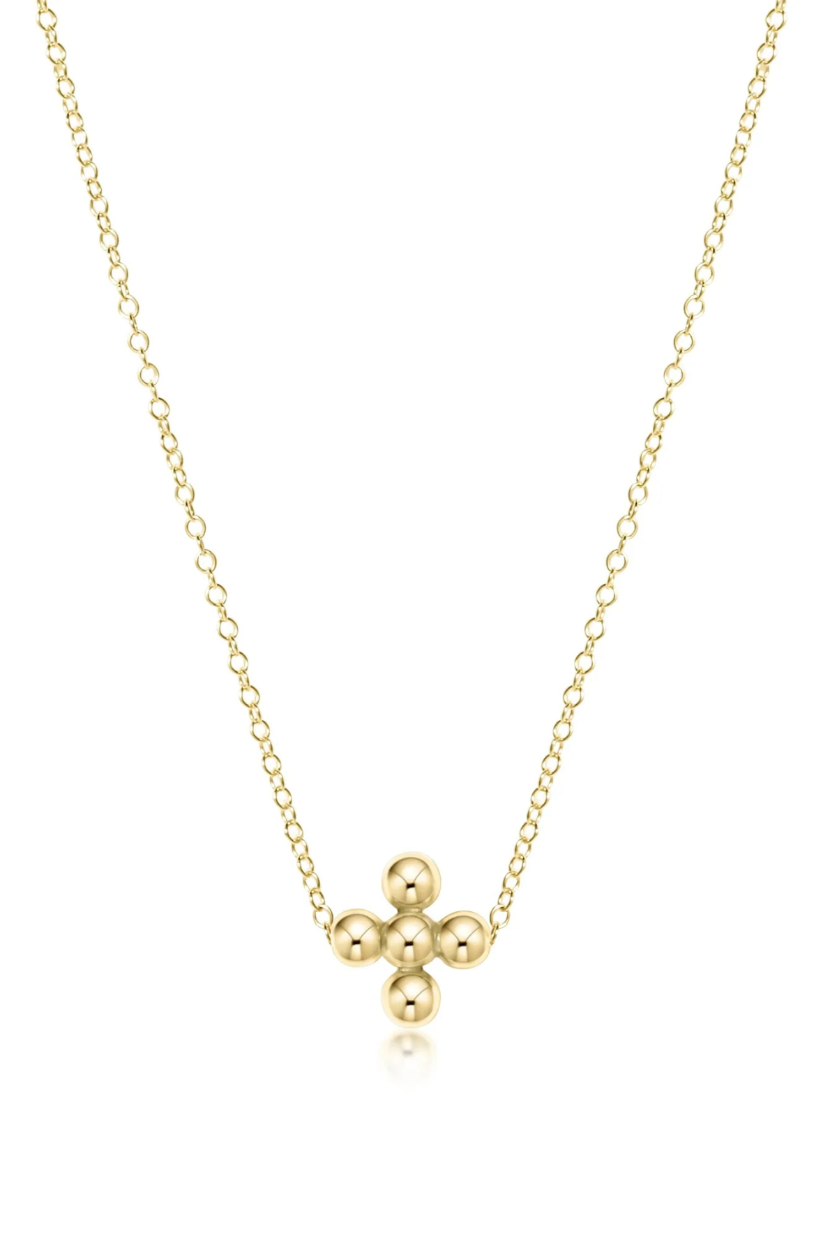 16" Classic Beaded Signature Cross Necklace - Gold | enewton enewton