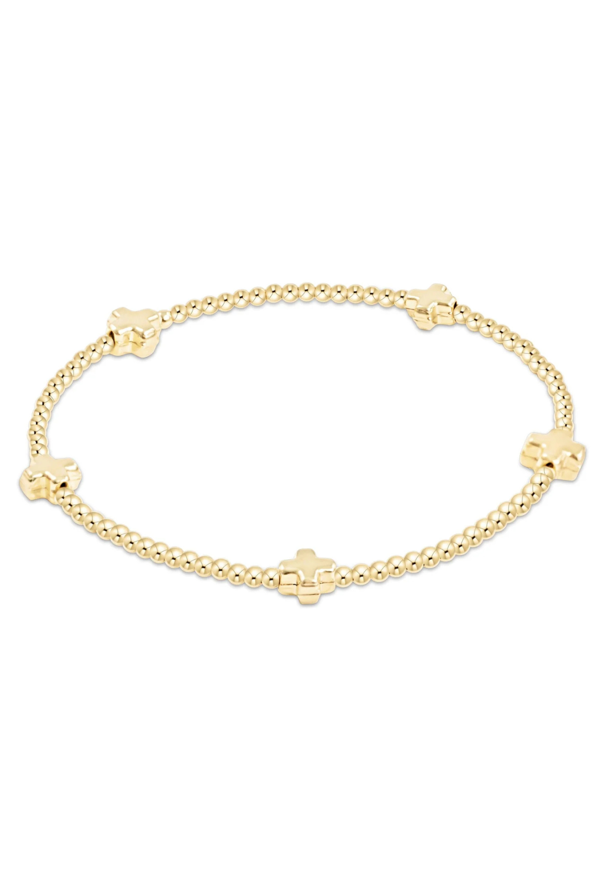 egirl Signature Cross Small Gold Pattern 2mm Bead Bracelet - Gold | enewton enewton