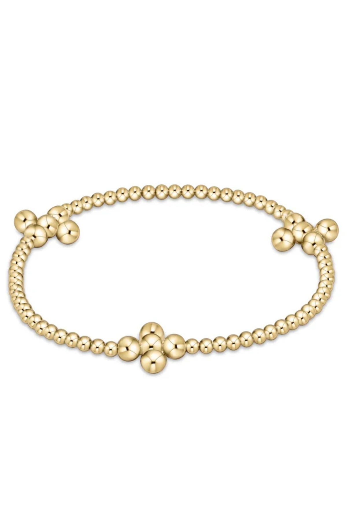 Extends Signature Cross Gold Pattern 2.5mm Bead Bracelet - Classic Beaded Signature Cross Gold - 4mm Bead Gold | enewton enewton
