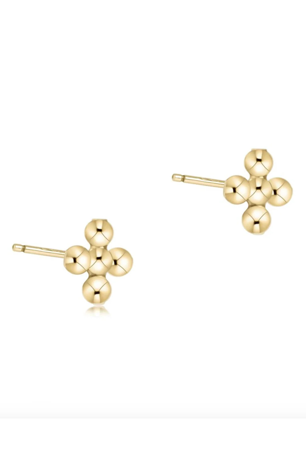 Classic Beaded Signature Cross Stud - 2mm Bead Gold | enewton enewton