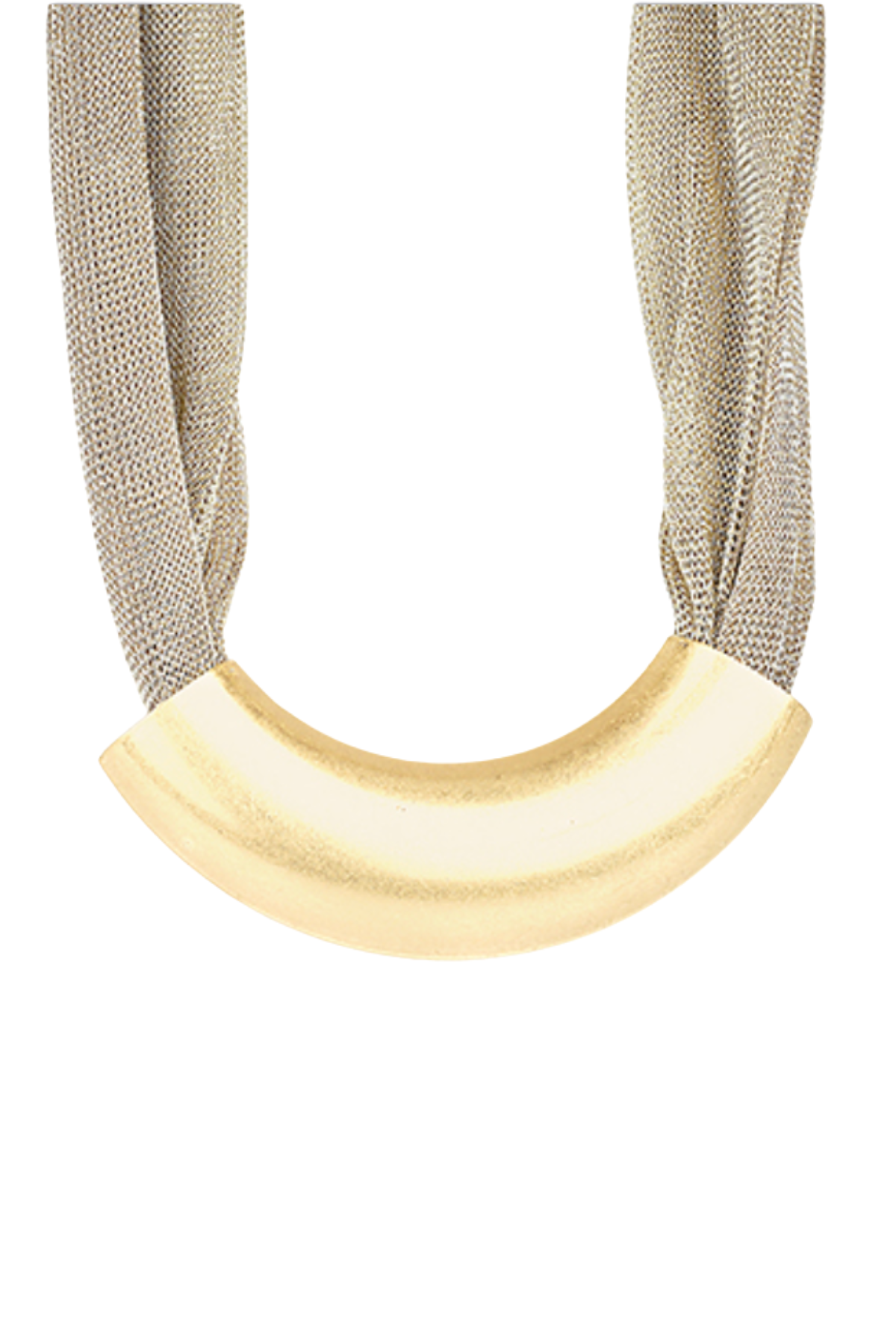 Curved Metal Tube & Mesh Necklace Golden Stella