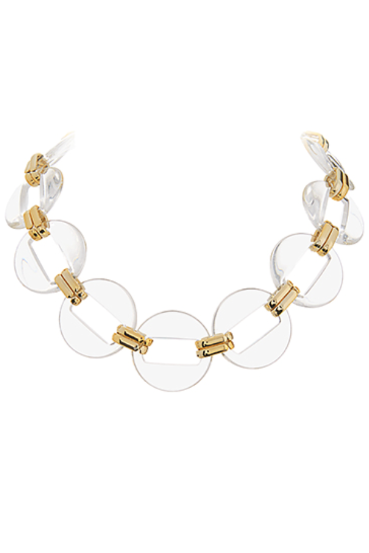 Clear Acrylic Disk Link Necklace Golden Stella