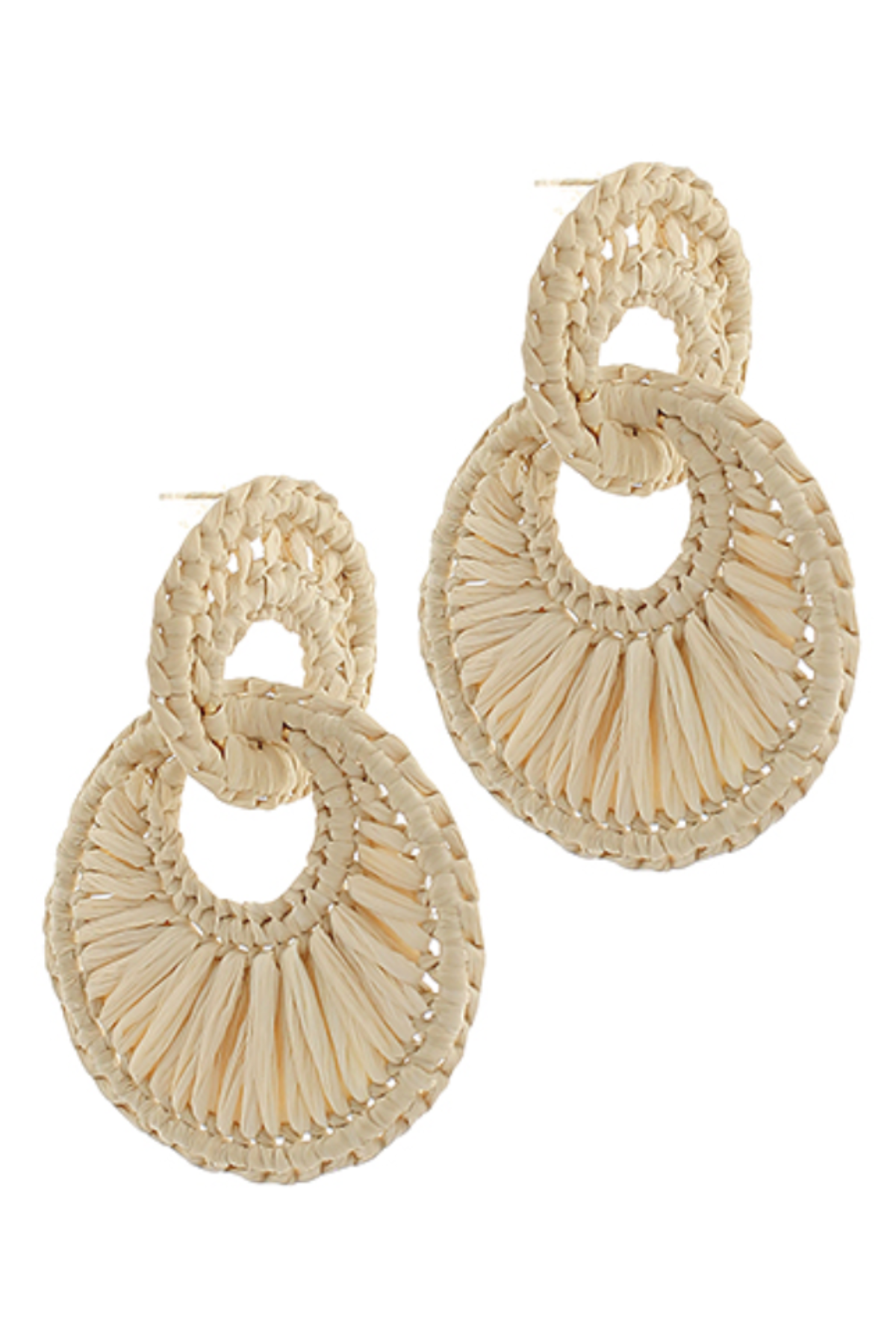 Linked Raffia Round Earrings Golden Stella