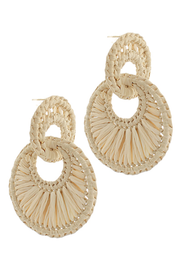 Linked Raffia Round Earrings Golden Stella