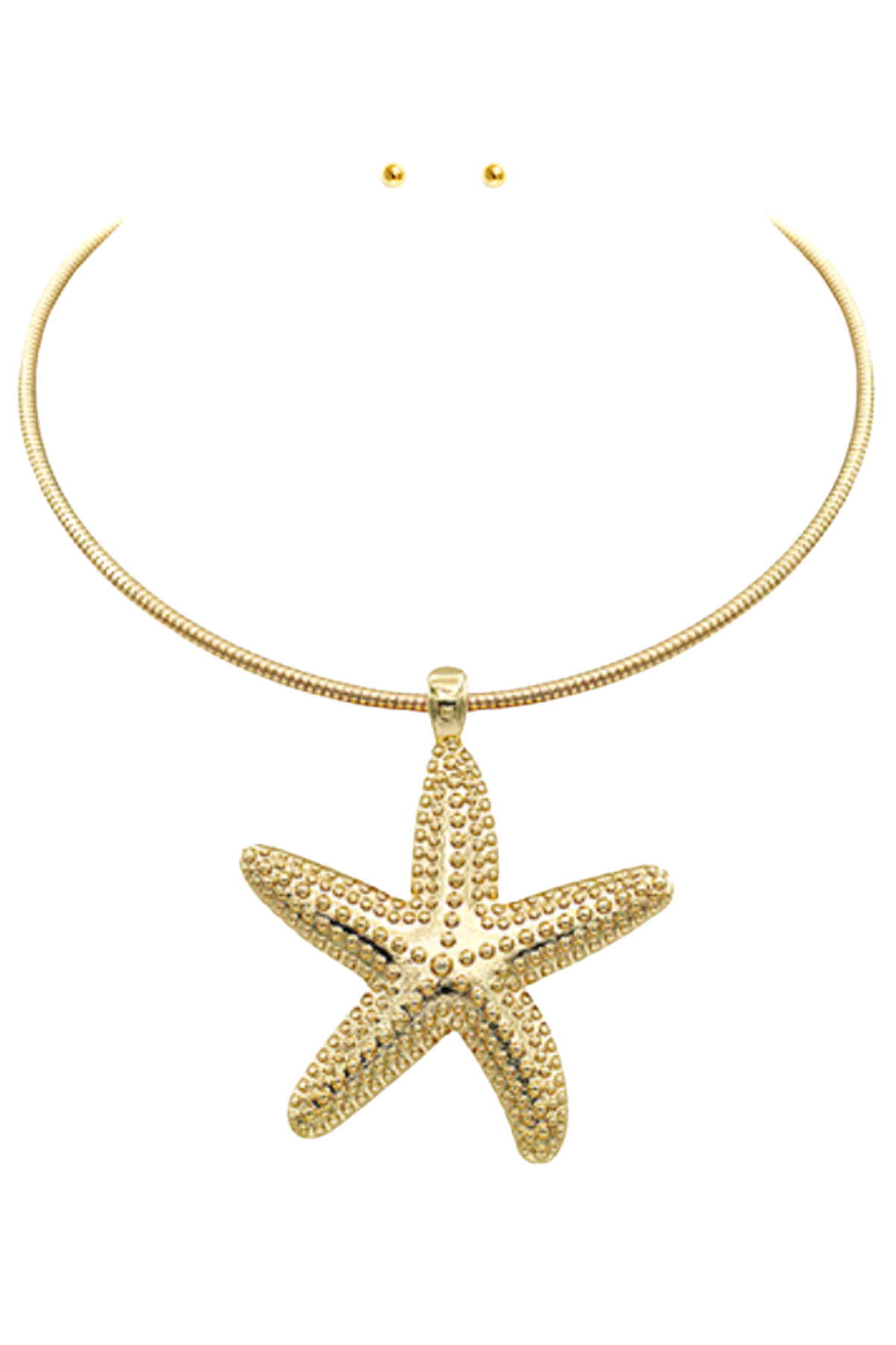 Textured Starfish Wire Choker Set Golden Stella