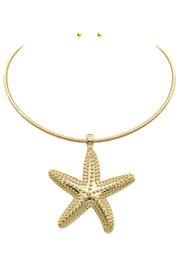 Textured Starfish Wire Choker Set Golden Stella