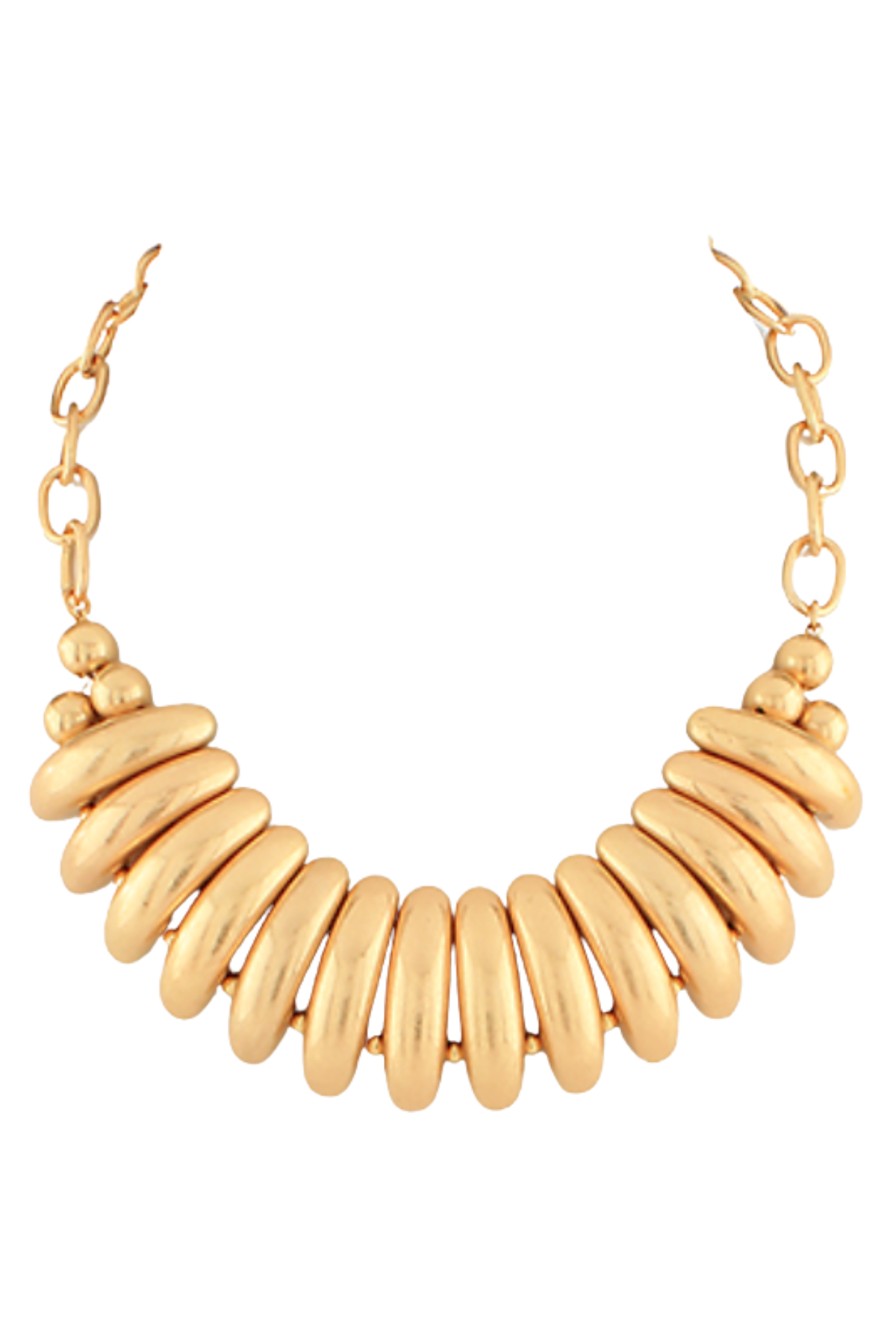 Vintage Dome Shape &amp; Chain Necklace Golden Stella